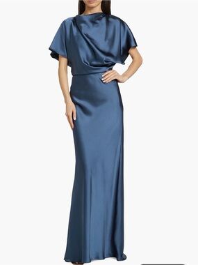 NWT AMSALE Draped Satin Gown